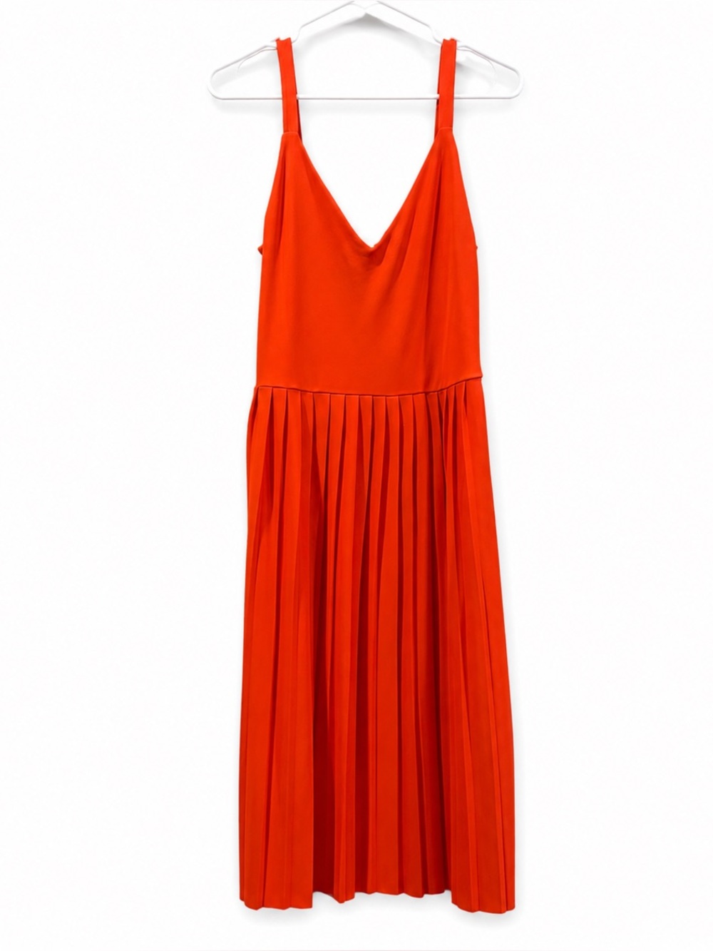 Zara Orange Pleated Midi Dress Size S | New Without Tags | Summer Wedding Guest